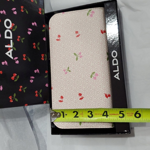 Aldo A monogram red pink heart shaped‎ cherry stem zip around wallet new in box - Picture 11 of 16